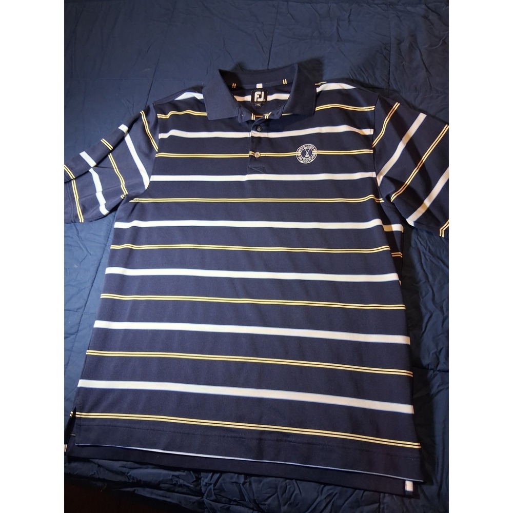 Footjoy Polo Shirt Mens Large Blue Stripe Performance Golf Country Club Florida